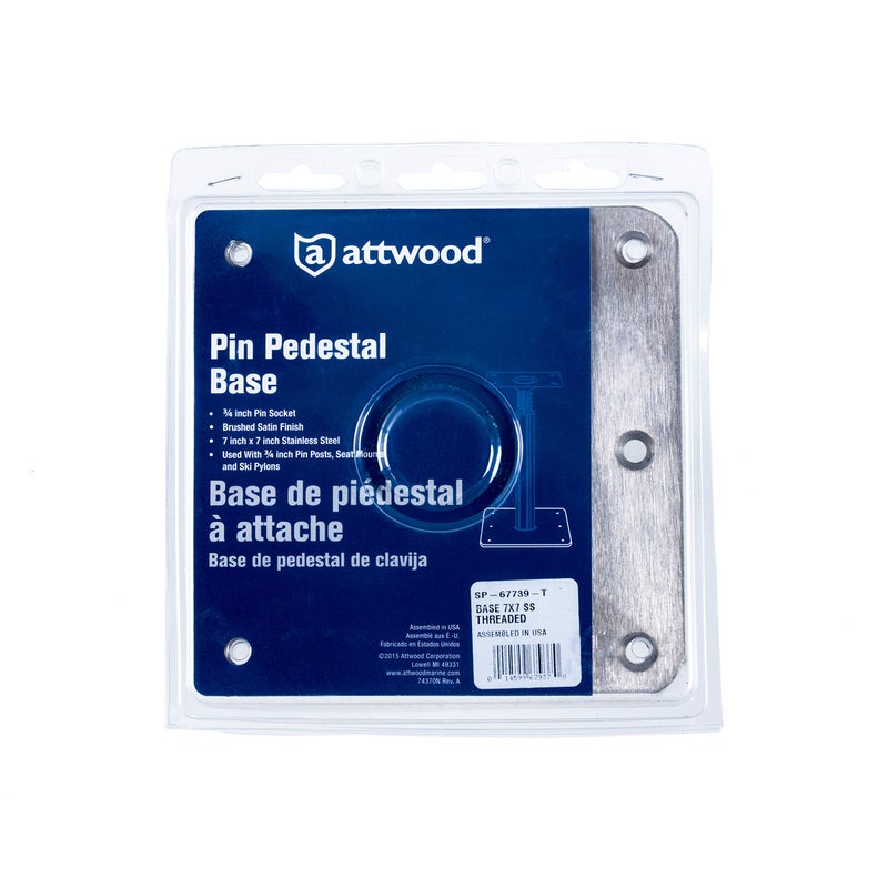 Swivl-Eze attwood SP-67739 Swivl-Eze Lock'N-Pin Stainless Steel 7-Inch x 7-Inch Non Threaded Boat Seat Pedestal Base - Image 3